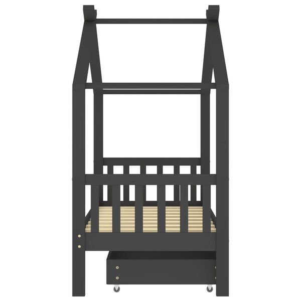 vidaXL Rúmgrind fyrir börn með Skúffu Gegnheill furuviður 80x160 cm