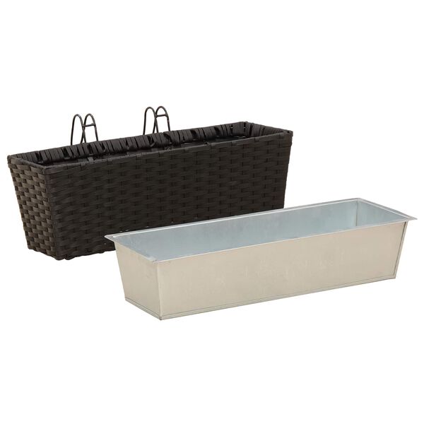 vidaXL Handri&eth; 2 pcs Svartur 50 x 17 x 17 cm M&aacute;lmur