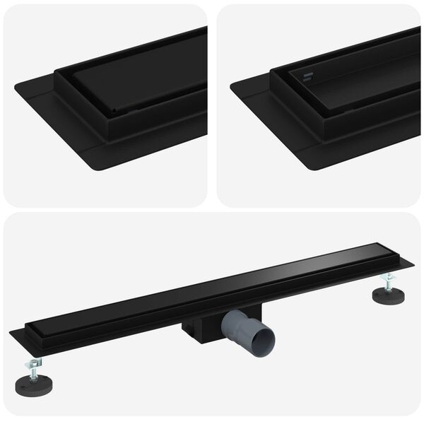 vidaXL 2 &iacute; 1 sturtuvatn Svartur 70 cm Ry&eth;fr&iacute;tt st&aacute;l 304