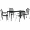 vidaXL Gar&eth;ur bor&eth;sett 5 pcs Svartur Dufth&uacute;&eth;a&eth; st&aacute;l