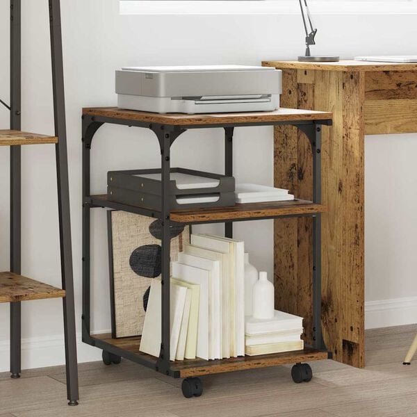 vidaXL Prentara standur Gamall vi&eth;ur 43 x 48 x 64 cm Samsettur vi&eth;ur