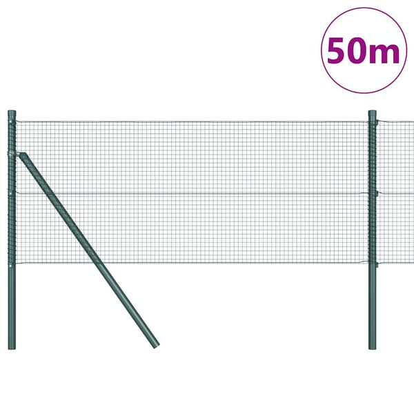 vidaXL Gir&eth;ingarp&oacute;stur Gr&aelig;nn 50 x 0,5 m (16 x 16 mm vefur) St&aacute;l og PVC