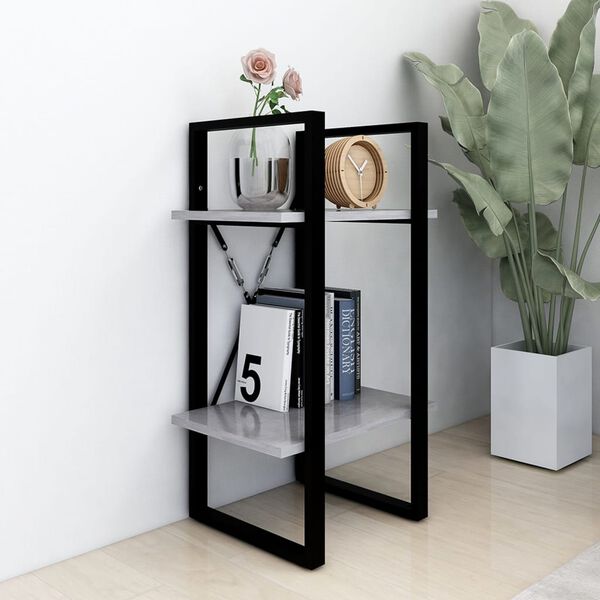 vidaXL Bókaskápur með 2 Hillum Steypugrár 40x30x70 cm Samsettur Viður