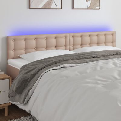 vidaXL LED Höfðagafl Cappuccino-brúnn 180x5x78/88 cm Gervileður