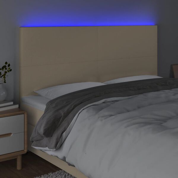 vidaXL LED h&ouml;fu&eth;gafl Rj&oacute;mahv&iacute;tt 180x5x118/128 cm Efni