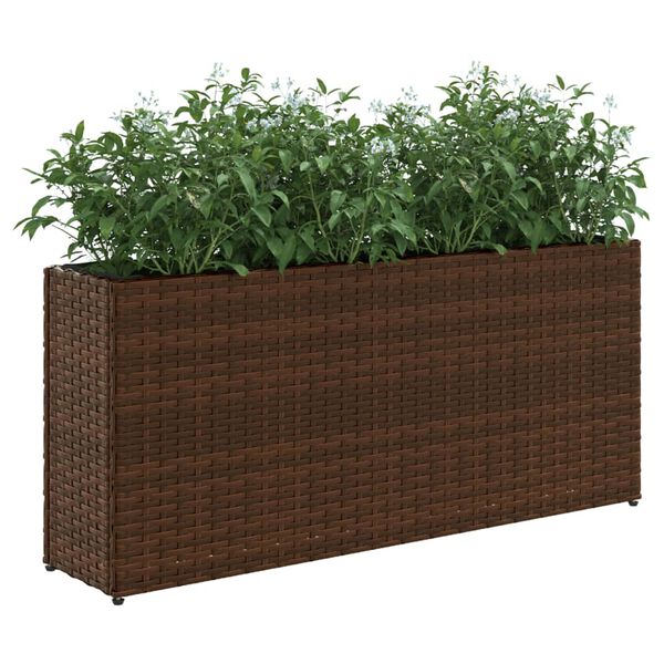 vidaXL Gar&eth;ker me&eth; 2 Pottum Br&uacute;nt 90x20x40 cm P&oacute;l&yacute;rattan