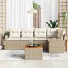 vidaXL Gar&eth;s&oacute;fa sett me&eth; geymslu 6 pcs Beige og krem p&oacute;l&yacute;rattan