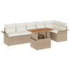 vidaXL Gar&eth;s&oacute;fa sett me&eth; geymslu 7 pcs Drapplita&eth;ur Poly rattan