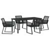vidaXL Gar&eth;ur bor&eth;sett 5 pcs Svartur Dufth&uacute;&eth;a&eth; st&aacute;l