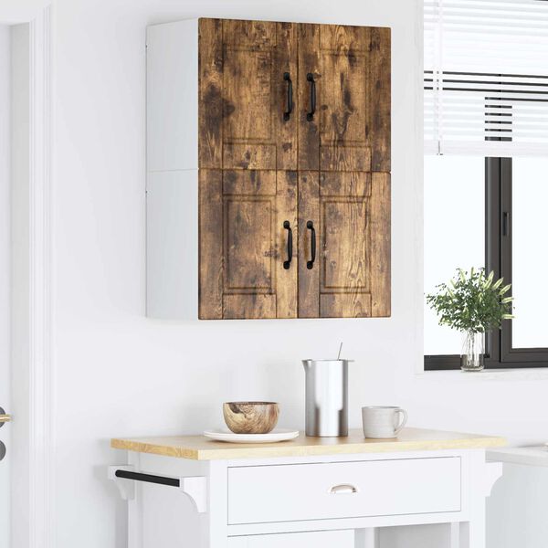 vidaXL Eldh&uacute;s sk&aacute;pur 2 pcs Rau&eth;-eik 60 x 31 x 40 cm Samsettur vi&eth;ur