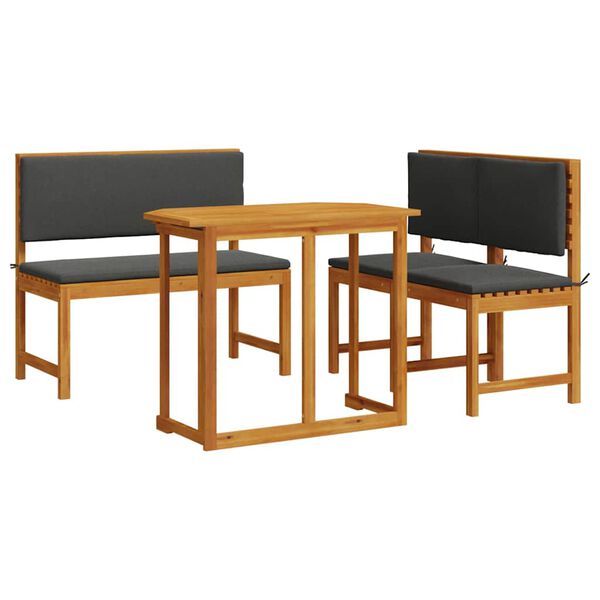 vidaXL Garð Bistro Set 3 pcs Brúnn Gegnheill akasíuviður