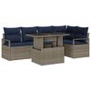 vidaXL Gar&eth;s&oacute;fa sett me&eth; geymslu 6 pcs Gr&aacute;tt og sj&aacute;vargul p&oacute;l&yacute;rattan