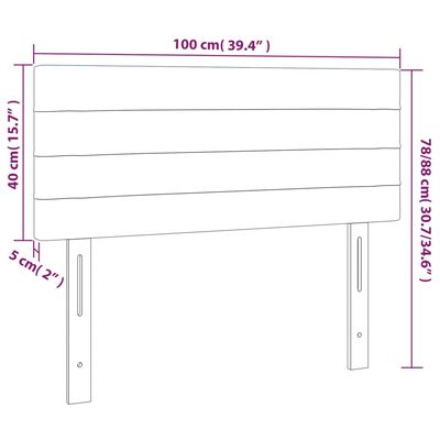 vidaXL Höfðagafl Ljósgrár 100x5x78/88 cm Efni