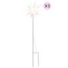 vidaXL J&oacute;lalj&oacute;s me&eth; Jar&eth;h&aelig;lum 3 stk. LED Samanleggjanleg Hv&iacute;tur 35 cm