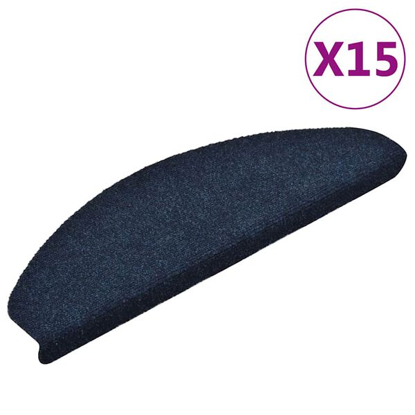 vidaXL Stigamottur sjálflímandi 15 stk 65x21x4 cm dökkbláar hálfhringlaga stórar