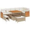 vidaXL Gar&eth;s&oacute;fa sett me&eth; p&uacute;&eth;i 11 pcs Beige og krem p&oacute;l&yacute;rattan