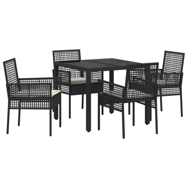 vidaXL Gar&eth;ur bor&eth;sett 5 pcs Svartur p&oacute;l&yacute;rattan