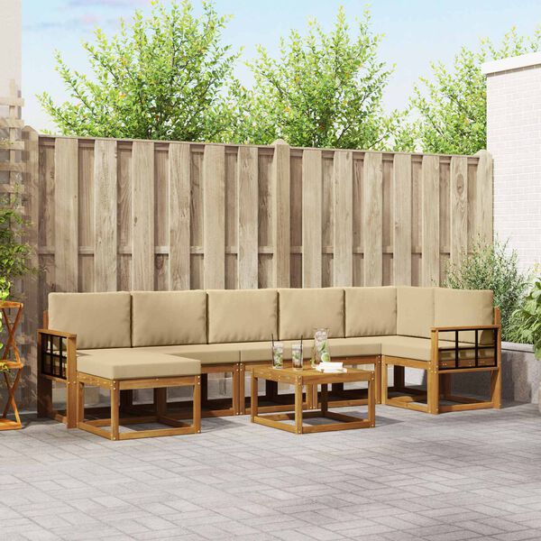 vidaXL &Uacute;ti s&oacute;fasett me&eth; p&uacute;&eth;i 8 pcs N&aacute;tt&uacute;rulegt og B&eacute;ig