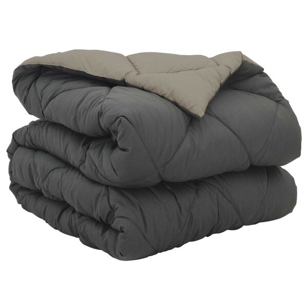 vidaXL Full &aacute;rs d&yacute;na L&eacute;tt gr&aacute;tt og antrac&iacute;t 220 x 155 cm M&iacute;kr&oacute;f&iacute;ber