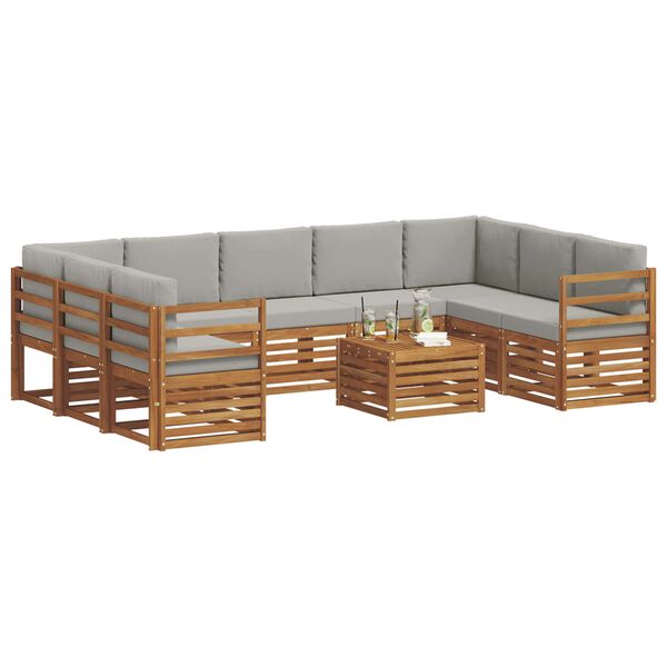 vidaXL S&oacute;fasett 10 pcs N&aacute;tt&uacute;rulegt og Lj&oacute;st Gr&aacute;tt Hrein akas&iacute;utr&eacute;