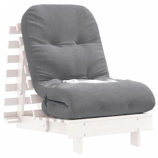 vidaXL Svefnsófagrind með Dýnu Hvítt 60x206x11 cm Gegnheil Fura