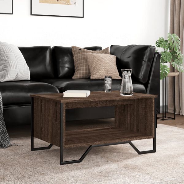 vidaXL Sófaborð Brún Eik 75x51x40 cm Samsettur Viður