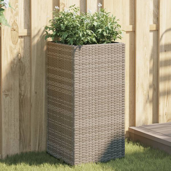 vidaXL Gr&oacute;&eth;urker 2 stk Gr&aacute;tt 40x40x80 cm P&oacute;l&yacute;rattan
