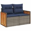 vidaXL 8 stykki gar&eth;s&oacute;fasett me&eth; p&uacute;&eth;um Grey Poly Rattan Acacia