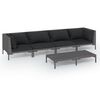 vidaXL 5 Hluta Gar&eth;h&uacute;sgagnasett me&eth; Sessum Polyrattan D&ouml;kkgr&aacute;r