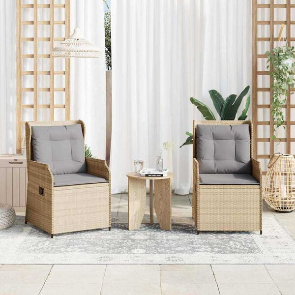 vidaXL Garðbekkur með púði 2 pcs Drapplitaður Poly rattan