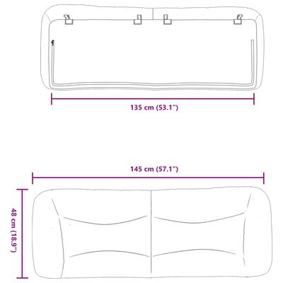 vidaXL Höfðagaflspúði Svartur 135 cm Gervileður