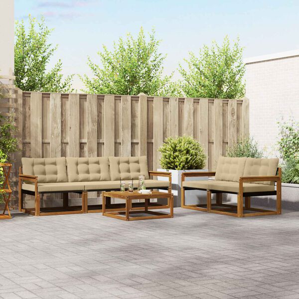 vidaXL &Uacute;ti s&oacute;fasett me&eth; p&uacute;&eth;i 6 pcs N&aacute;tt&uacute;rulegt og B&eacute;ig