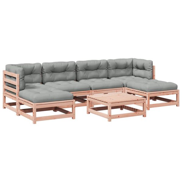 vidaXL 7 Hluta Gar&eth;s&oacute;fasett me&eth; Sessum Gegnheilt Douglasgreni