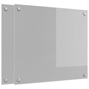 vidaXL Eldh&uacute;s Backsplash 2 pcs Lj&oacute;sgr&aacute;r 70 x 60 cm hertu&eth; gler