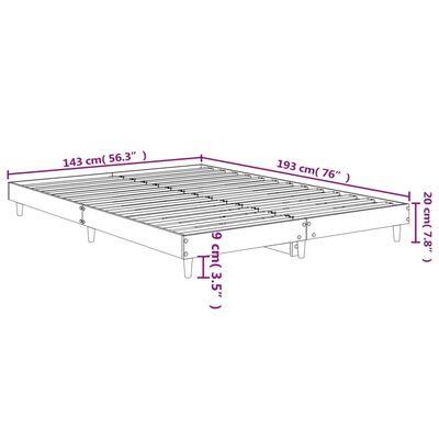 vidaXL Rúmgrind Hvít 140x190 cm Samsettur Viður