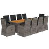 vidaXL 11 Hluta Gar&eth;h&uacute;sgagnasett me&eth; S&aelig;tisp&uacute;&eth;um P&oacute;l&yacute;rattan Gr&aacute;tt