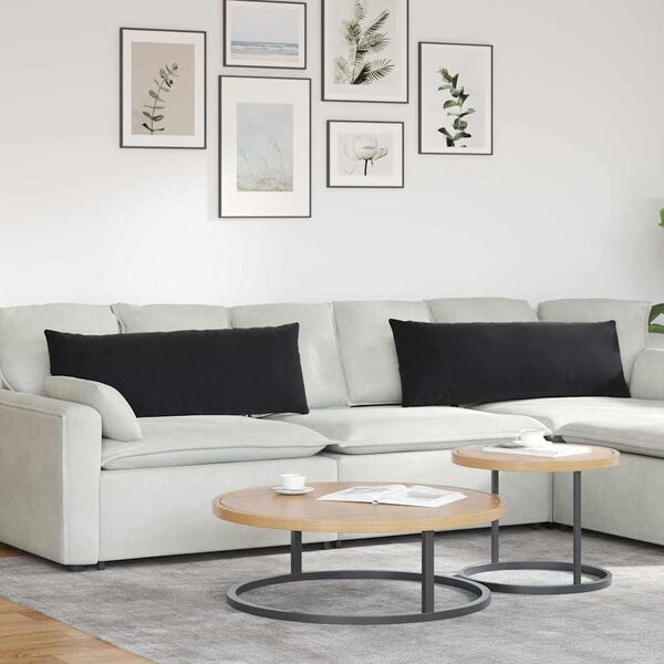 vidaXL S&oacute;fap&uacute;&eth;ar 2 pcs Svartur 120 x 40 cm Korduroy efni