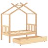 vidaXL Kids R&uacute;mgrind me&eth; sk&uacute;ffu Solid Pine Wood 70x140 cm