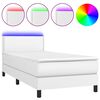 vidaXL H&oacute;lfa&eth; Springr&uacute;m me&eth; D&yacute;nu&LED Hv&iacute;tt 100x200 cm Gervile&eth;ur