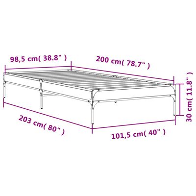 vidaXL Rúmgrind án Dýnu Reyktóna Eikarlitur 100x200 cm