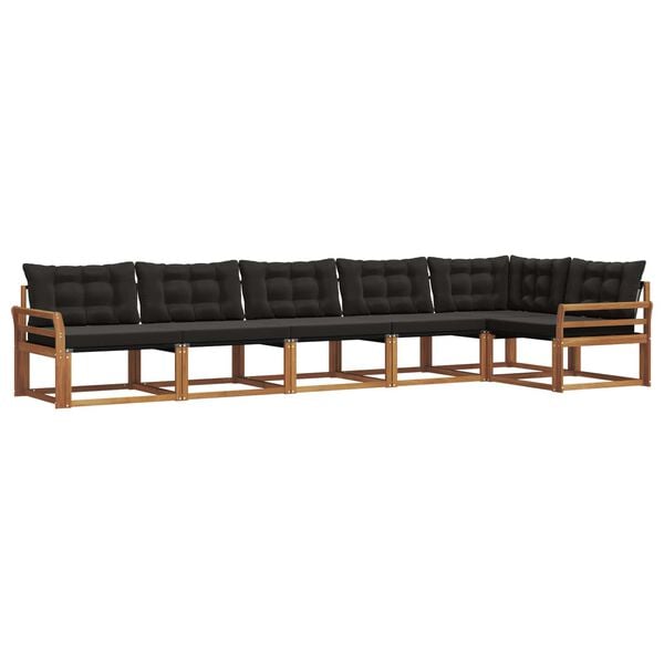 vidaXL &Uacute;ti s&oacute;fasett me&eth; p&uacute;&eth;i 6 pcs N&aacute;tt&uacute;rulegur og svartur