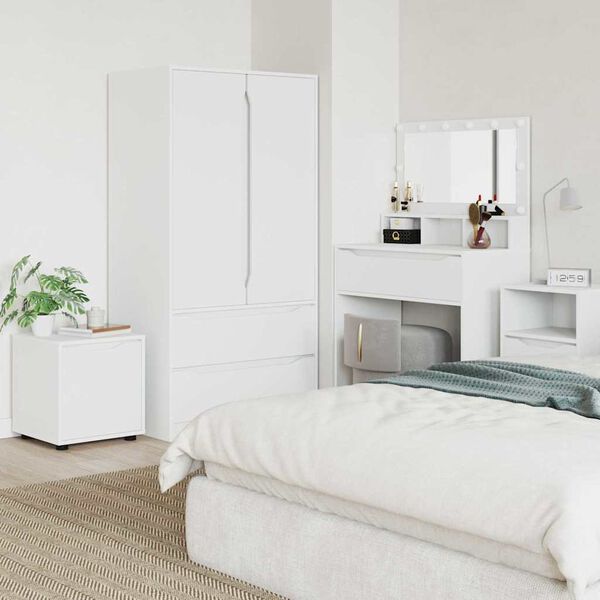 vidaXL Ba&eth;herbergissk&aacute;pur Hv&iacute;tt 40,5 x 40 x 44 cm Samsettur vi&eth;ur