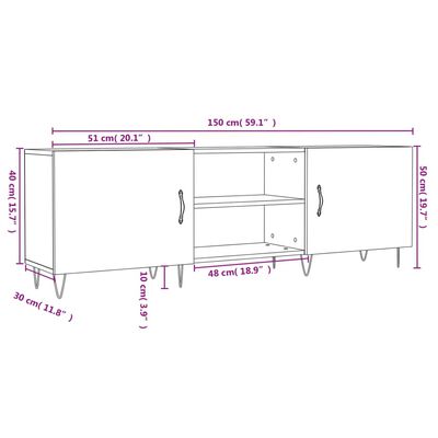 vidaXL Sjónvarpsskápur Steypugrár 150x30x50 cm Samsettur Viður