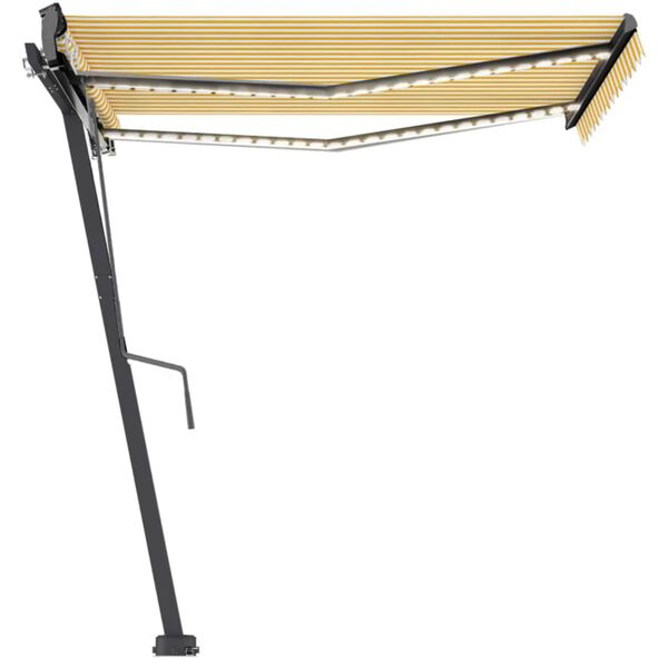 vidaXL Fr&iacute;standandi sj&aacute;lfvirkt skyggni 350x250cm Gult/Hv&iacute;tt