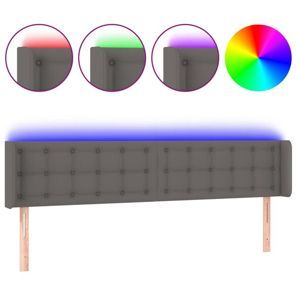 vidaXL LED H&ouml;f&eth;agafl Gr&aacute;tt 203x16x78/88 cm Le&eth;url&iacute;ki