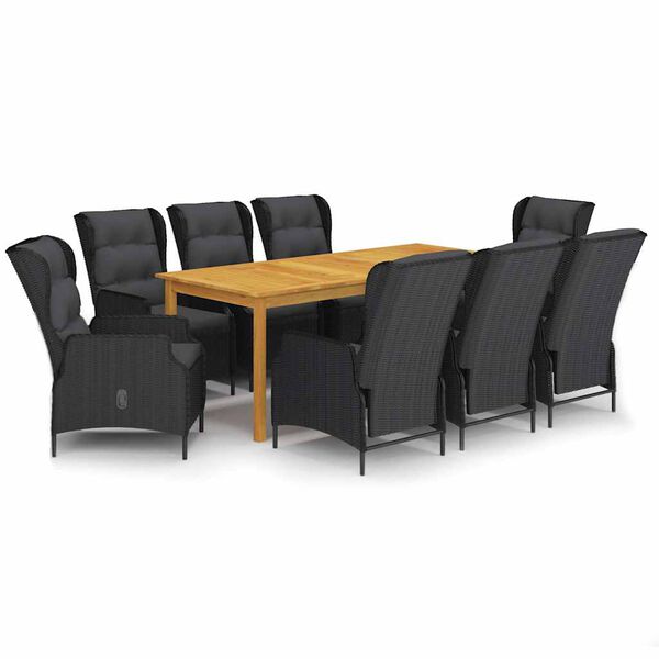 vidaXL 9 Parta Gar&eth;bor&eth;stofusett D&ouml;kkgr&aacute;tt