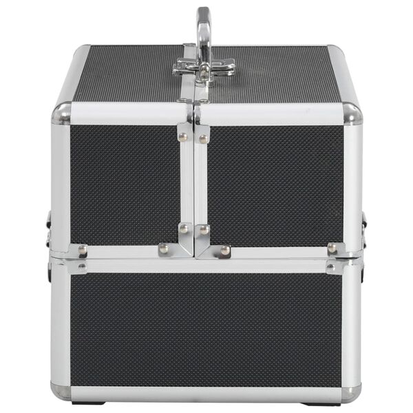 vidaXL Förðunartaska 22x30x21 cm Svört Ál