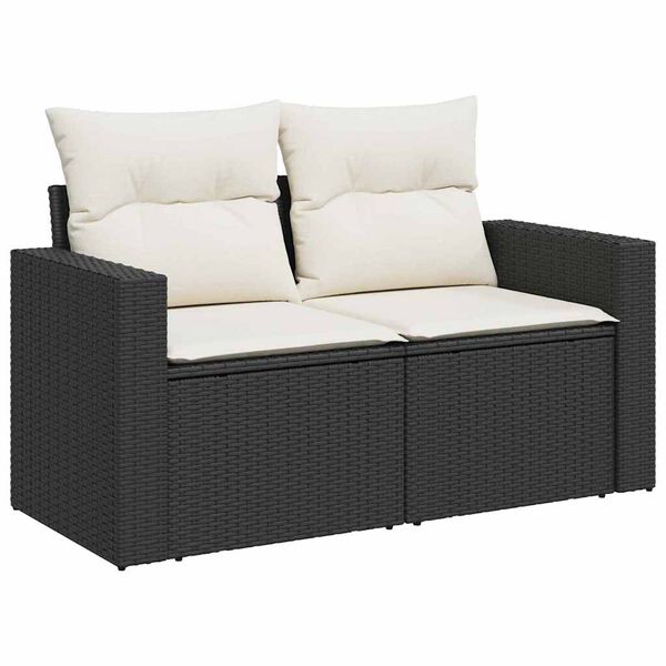 vidaXL Garðsófa sett 11 pcs Svartur pólýrattan