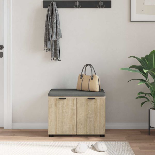 vidaXL Hallarbekk me&eth; p&uacute;&eth;i me&eth; geymslu Sonoma Eik 60 x 38 x 46 cm