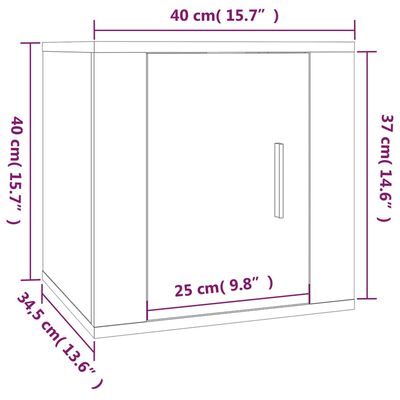 vidaXL Vegghengdur Sjónvarpsskápur Svartur 40x34,5x40 cm